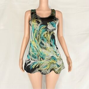 Elegant Feather Print Mini Dress